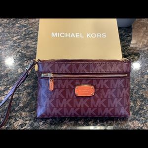 Burgundy MK wristlet